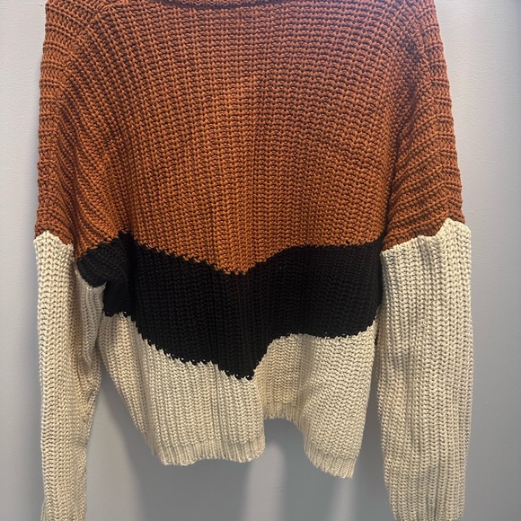Colorblock GUESS Knit Sweater - Brown, Black, and Cream - Picture 2 of 3